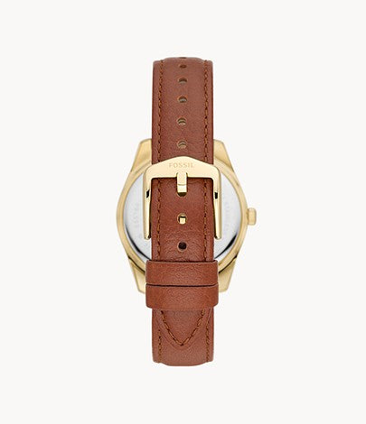 Scarlette Three-Hand Day-Date Tan Eco Leather Watch