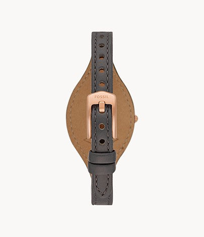 Carlie Three-Hand Black Eco Leather Watch