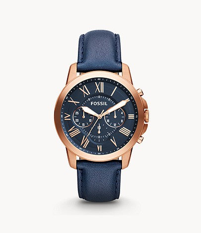 Grant Chronograph Navy Leather Watch