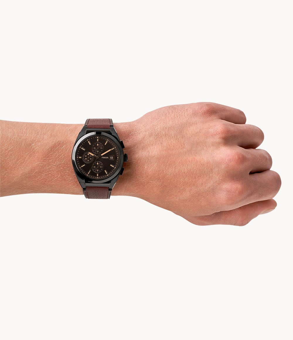 Everett Chronograph Brown Eco Leather Watch