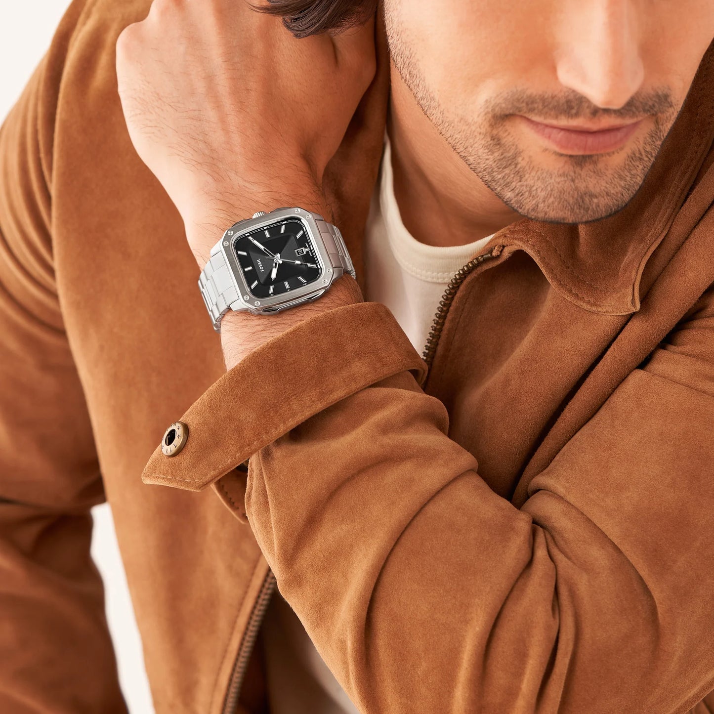 Inscription Three-Hand Date Stainless Steel Watch