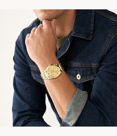 Everett Three-Hand Date Gold-Tone Stainless Steel Watch