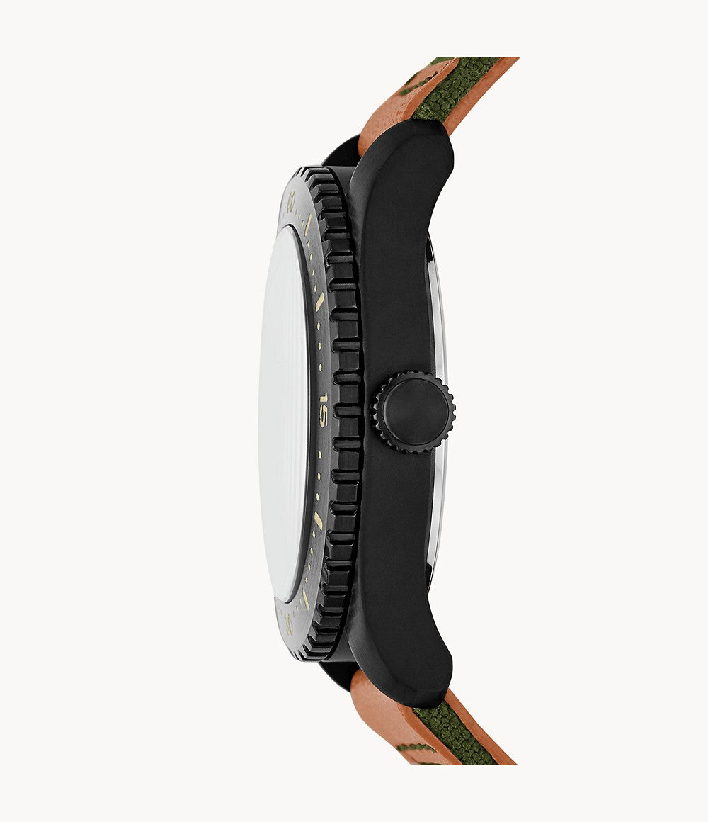 Limited Edition Df-01 Solar-powered Olive Leather And Denim Watch
