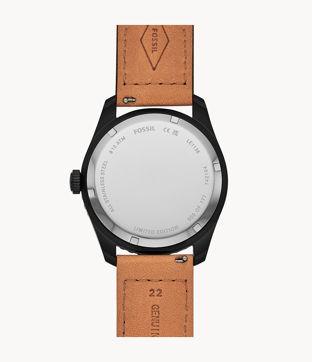 Limited Edition Df-01 Solar-powered Olive Leather And Denim Watch