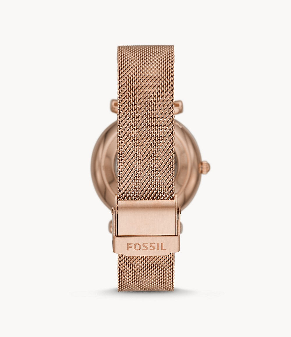Carlie Automatic Rose Gold-Tone Stainless Steel Mesh Watch