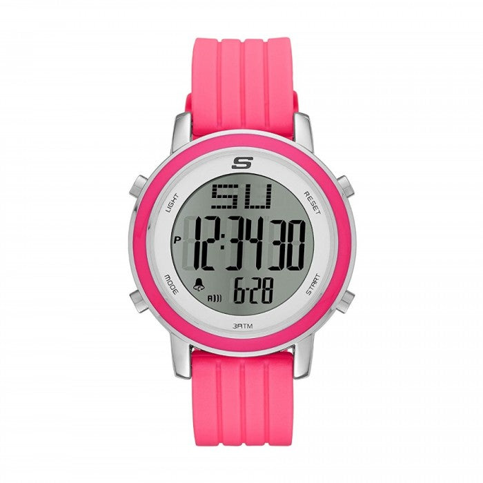 Westport Digital Steel Case Pink Silicone Strap Watch