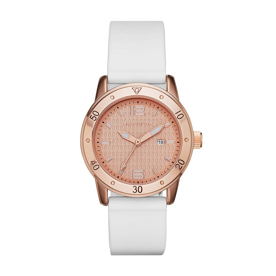 The Redondo Quartz Analog Rose Gold Steel Case White Watch
