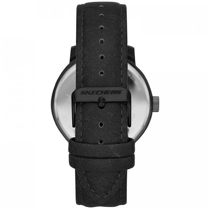 Quartz Black-Tone Dial Black Leather Strap Watch + Additional Straps Gift Set