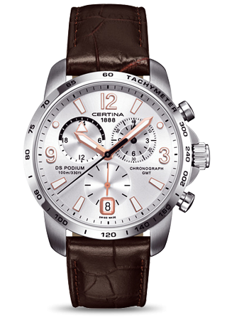 DS Podium Chronograph Silver Men s GMT Watch Timekeeper
