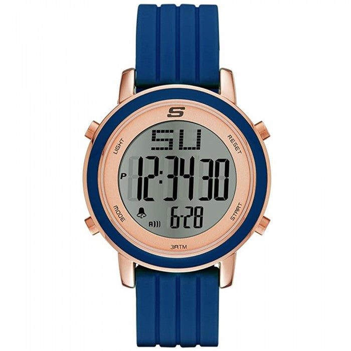 Westport Digital Rose Gold-Tone Steel Case Blue Silicone Strap Watch