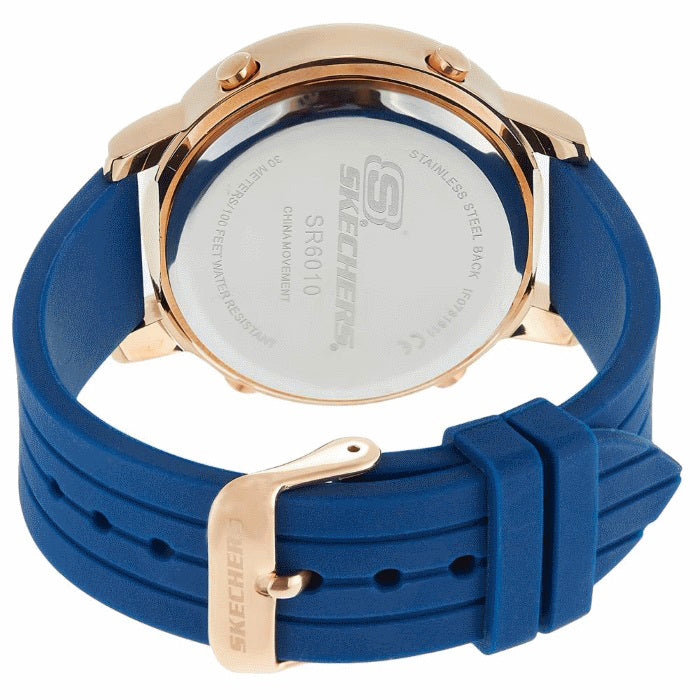 Westport Digital Rose Gold-Tone Steel Case Blue Silicone Strap Watch