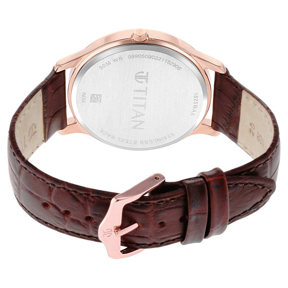Rose Gold Dial Leather Strap Watch