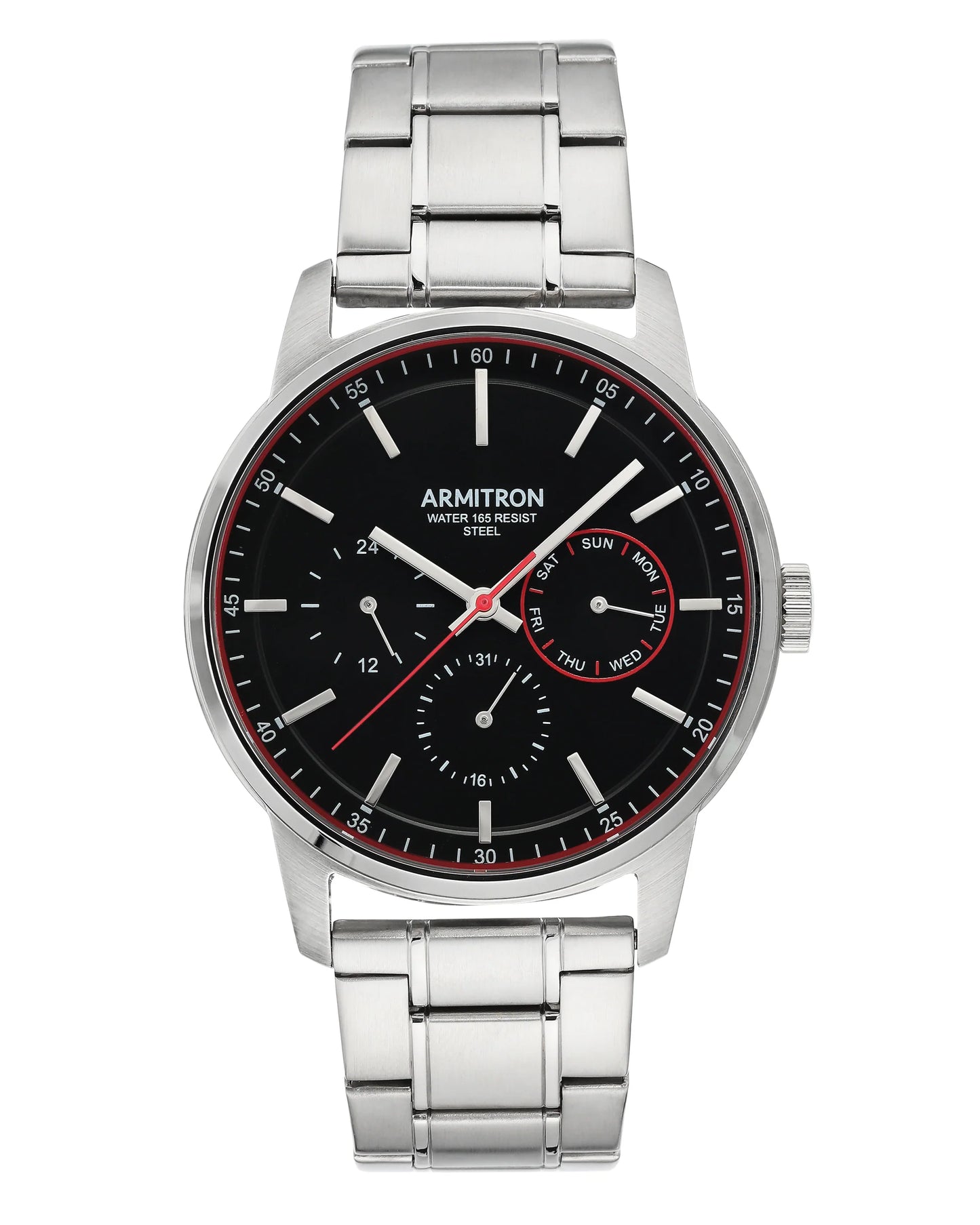Armitron Men's Multi-Function 43mm Watch Black/Silver (20-5432BKSV)