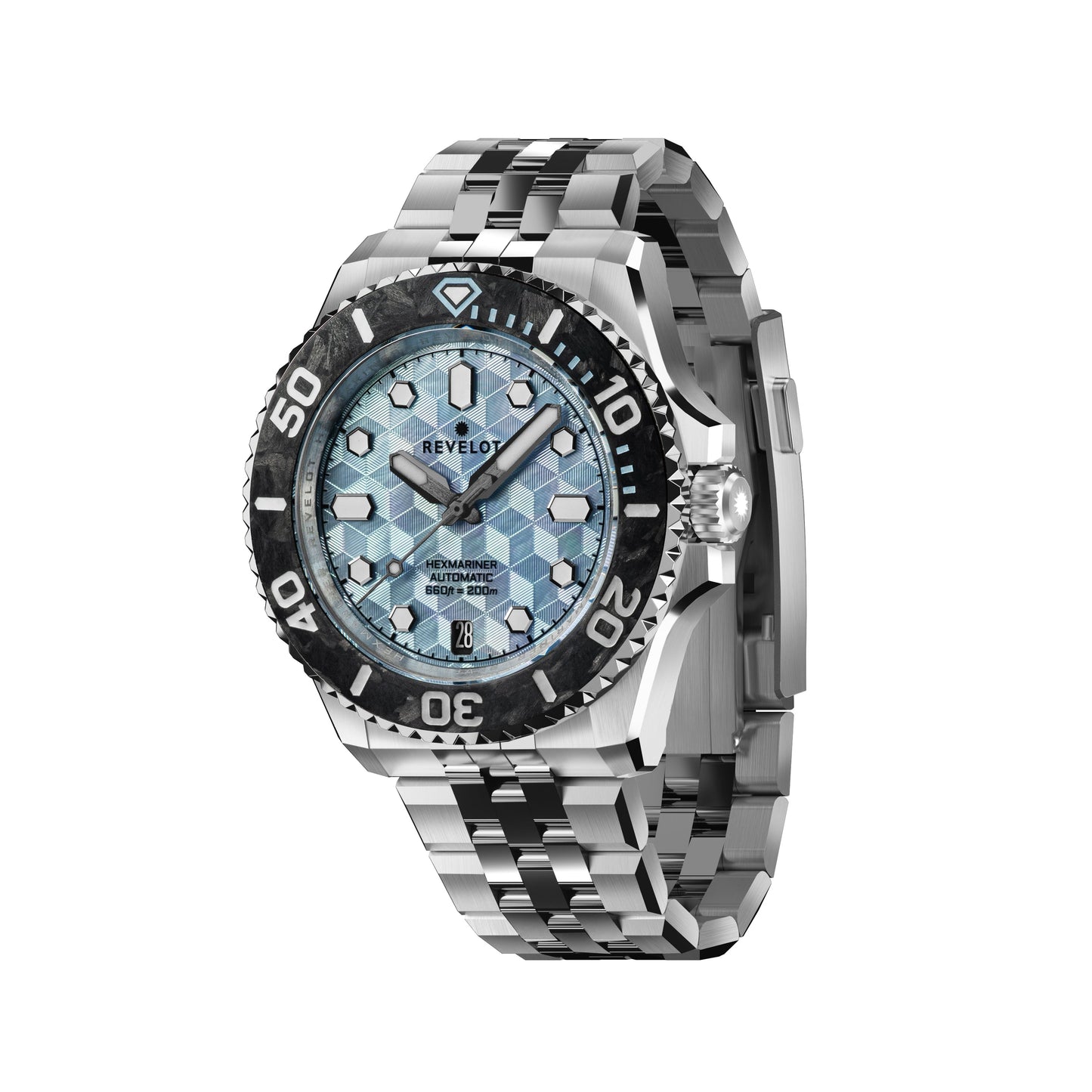 Hexmariner 39 Sky Blue CNC Guilloche MOP