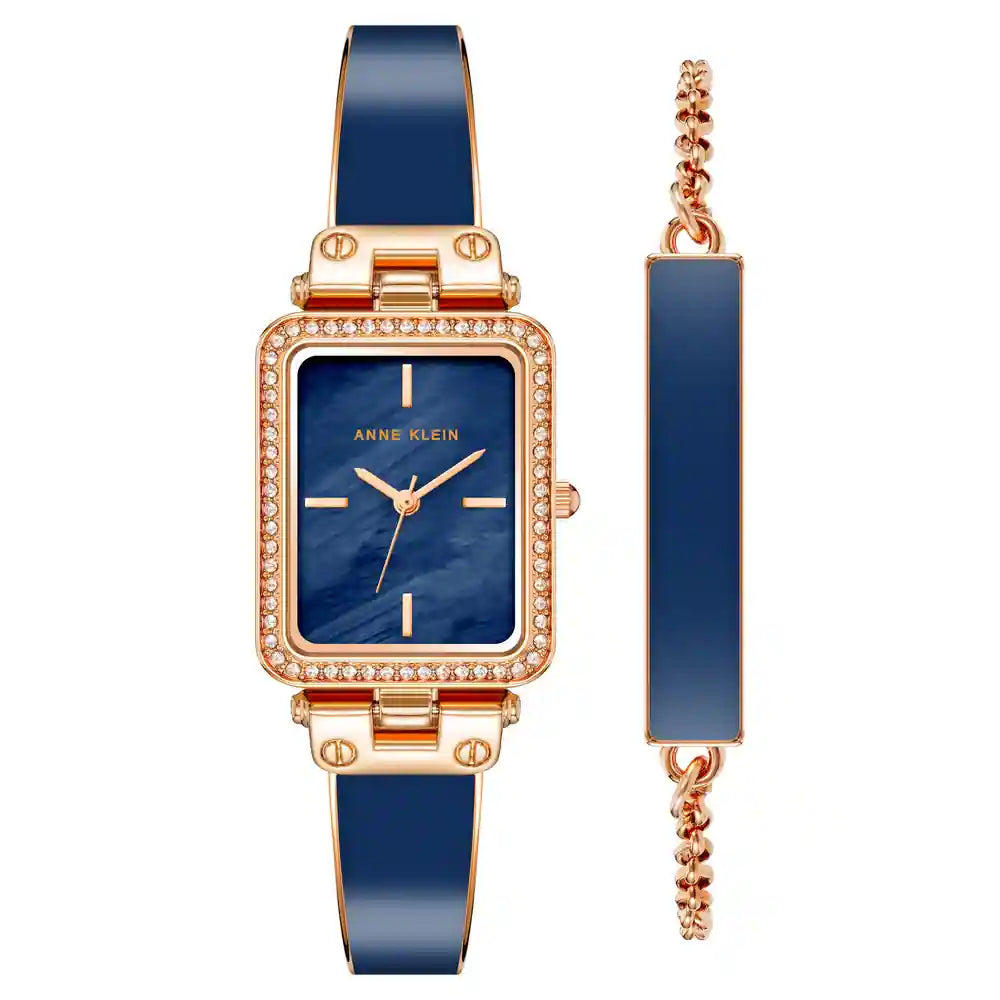 Navy Blue and Rose Gold-Tone Bracelet Watch AK/3898NVST