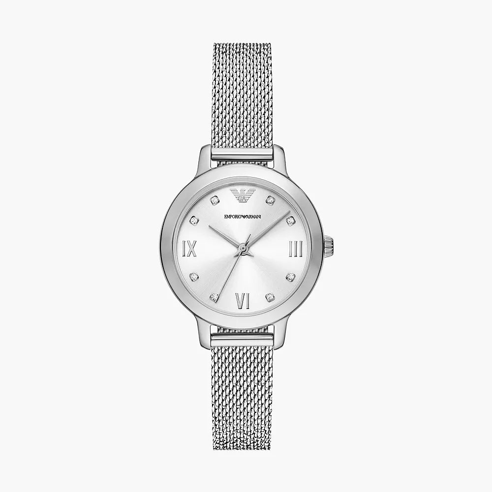 Three-Hand Stainless Steel Mesh Watch