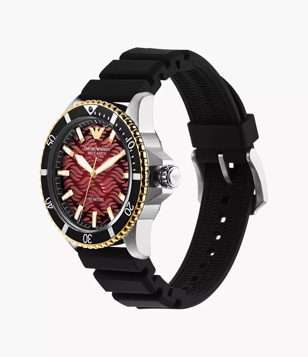 Automatic Black Silicone Watch