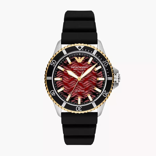 Automatic Black Silicone Watch