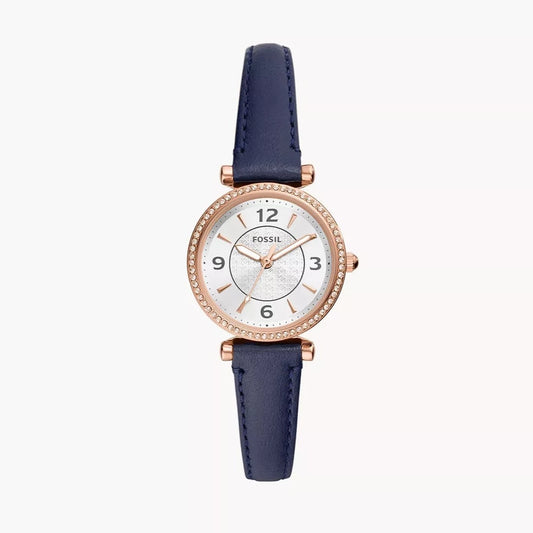 Carlie Three-Hand Navy LiteHide⢠Leather Watch
