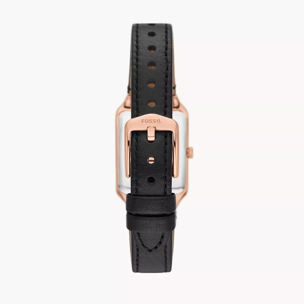 Raquel Three-Hand Date Black LiteHide™ Leather Watch