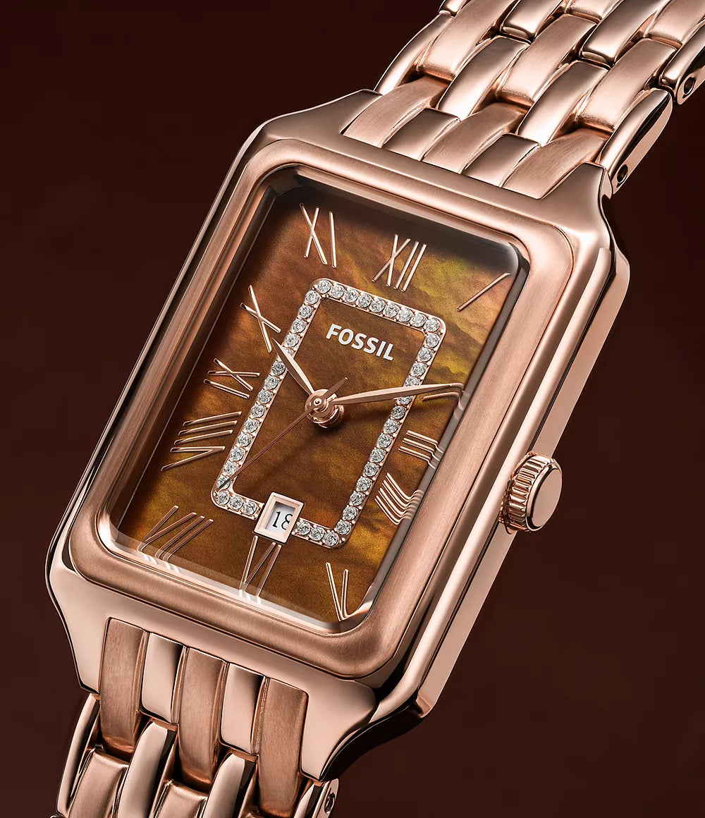 Raquel Three-Hand Date Rose Gold-Tone Stainless Steel Watch