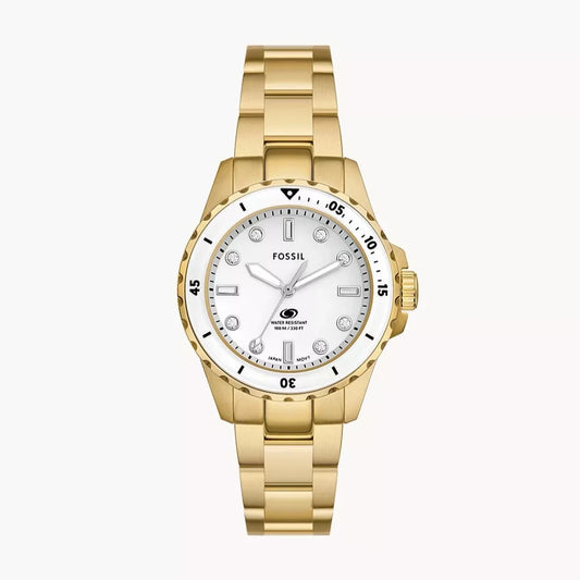 Blue Dive Three-Hand Gold-Tone Stainless Steel Watch