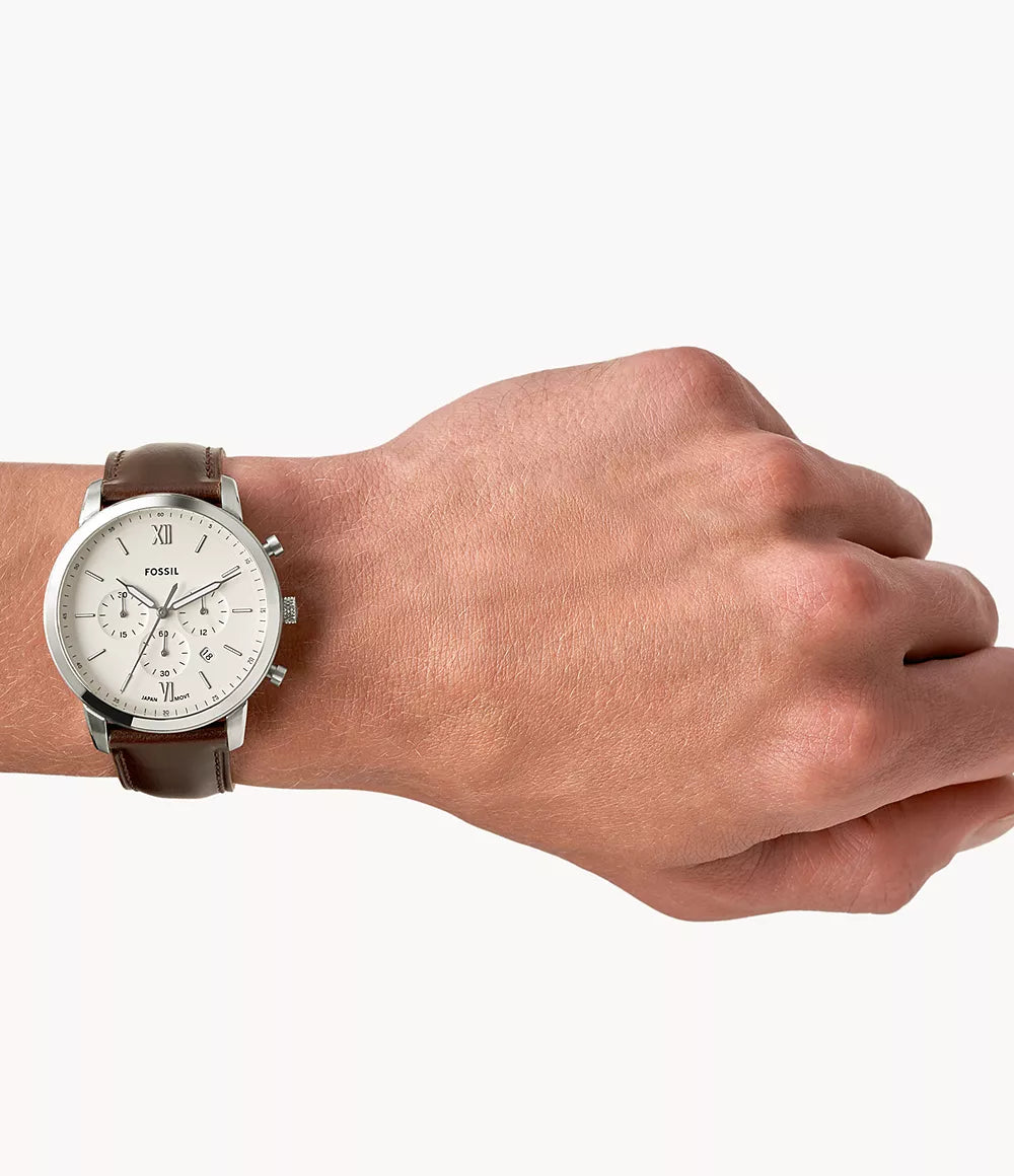 Neutra Chronograph Brown Leather Watch – Timekeeper