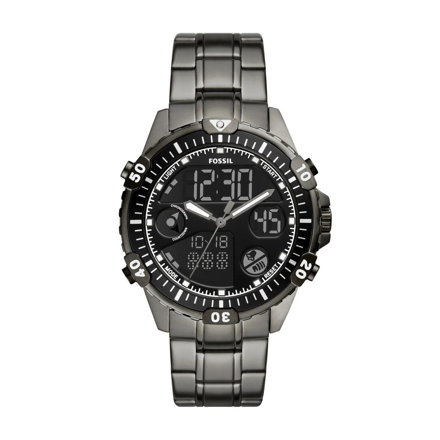 Garrett analogue-Digital Smoke Stainless Steel Watch