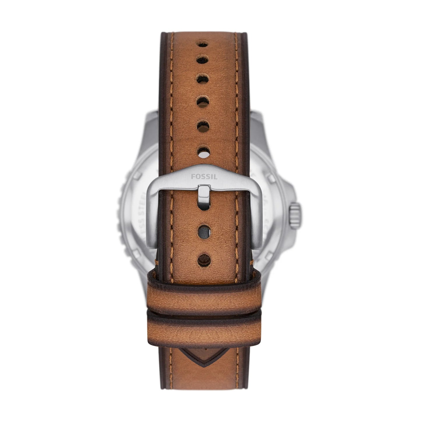 Blue Three-Hand Date Tan Eco Leather Watch