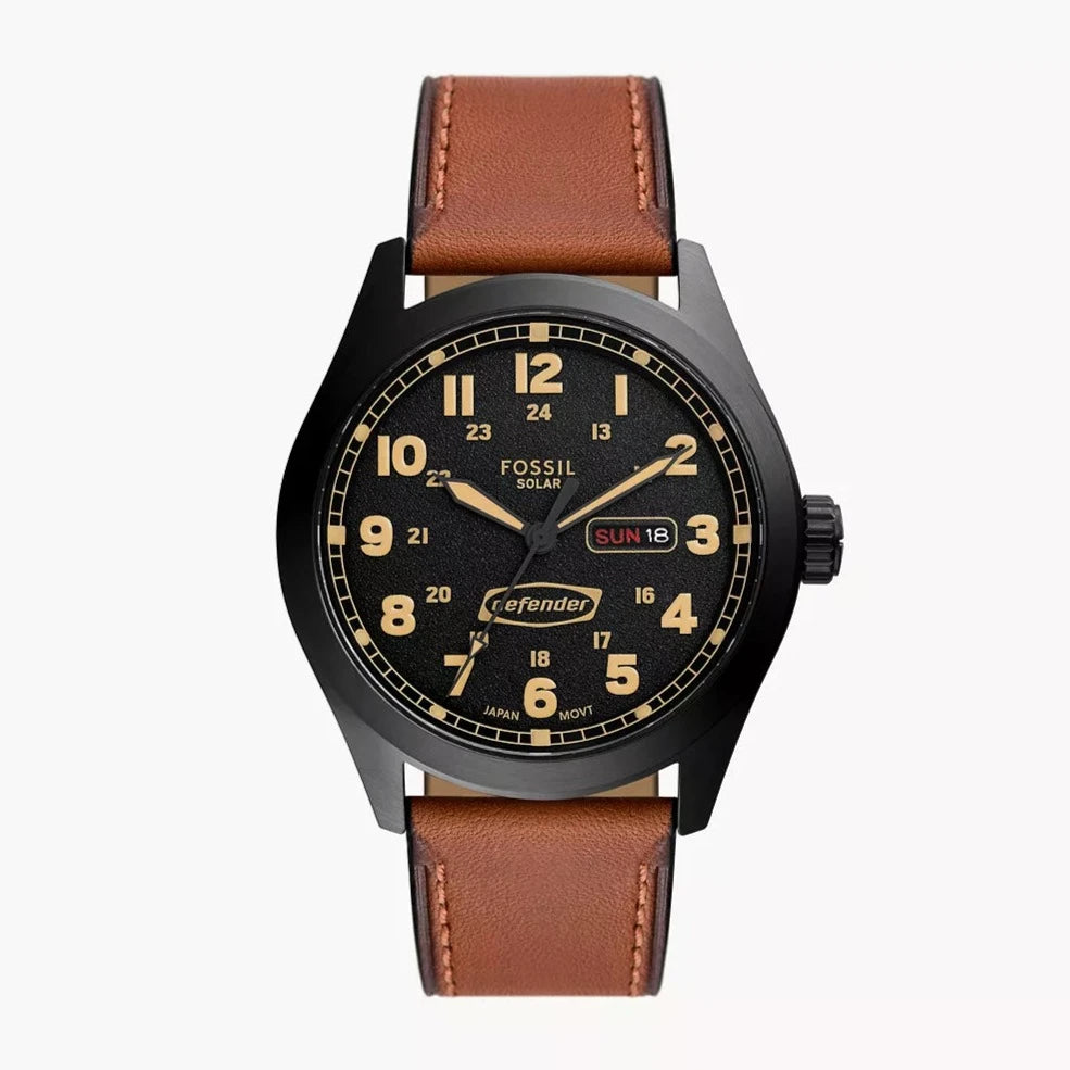 Defender Solar-Powered Luggage Leather Watch