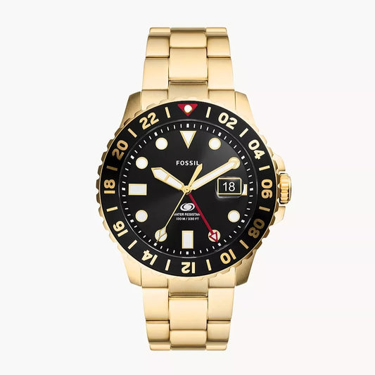 Blue GMT Gold-Tone Stainless Steel Watch
