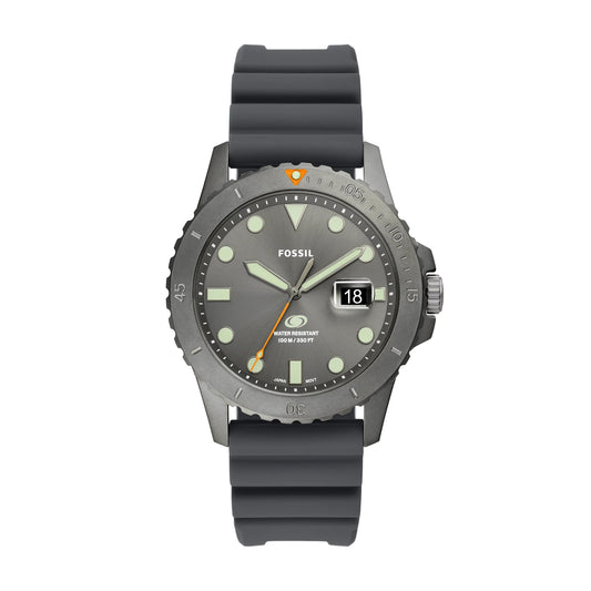 Blue Three-Hand Date Gray Silicone Watch