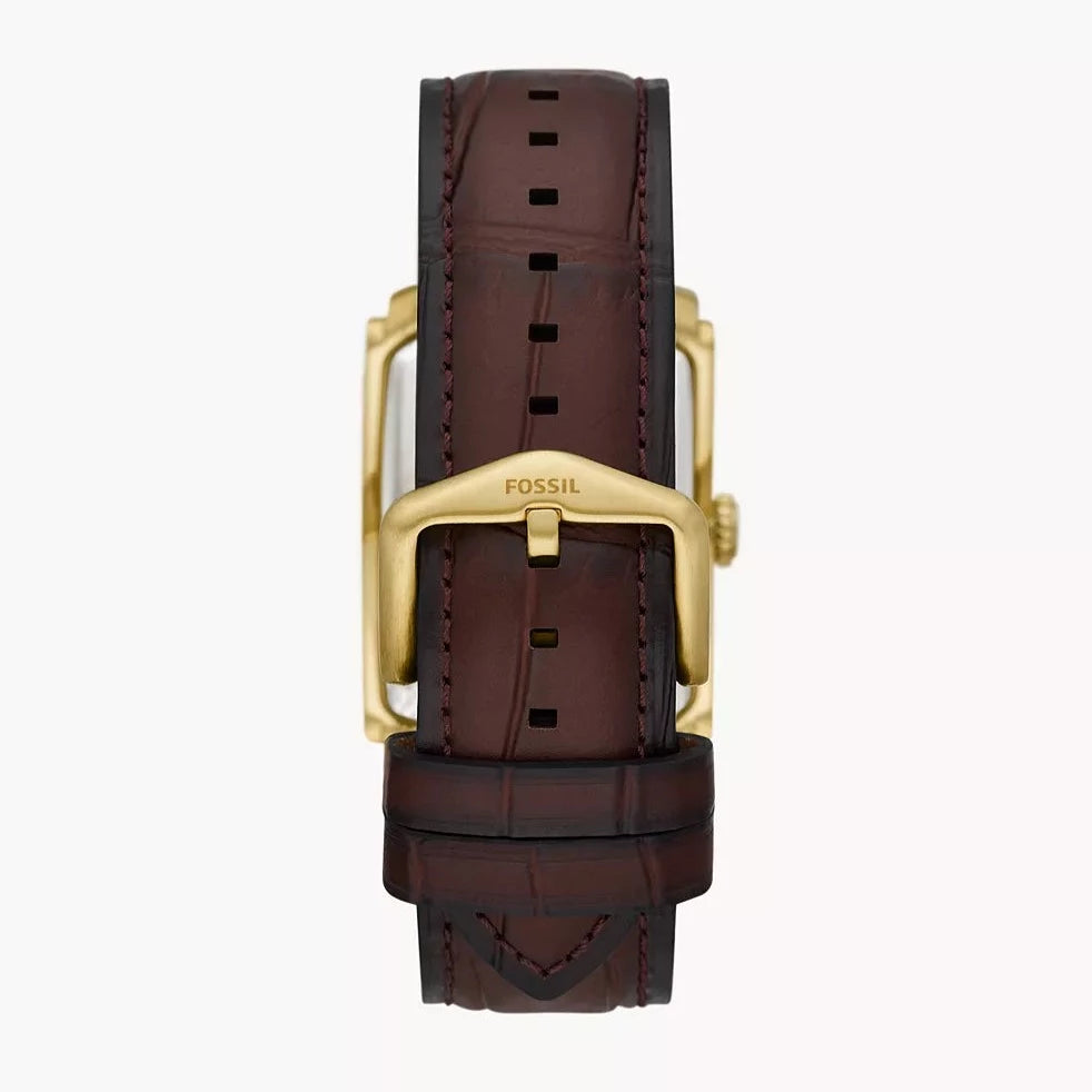 Carraway Three-Hand Brown Croco Leather Watch