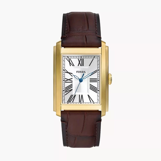 Carraway Three-Hand Brown Croco Leather Watch