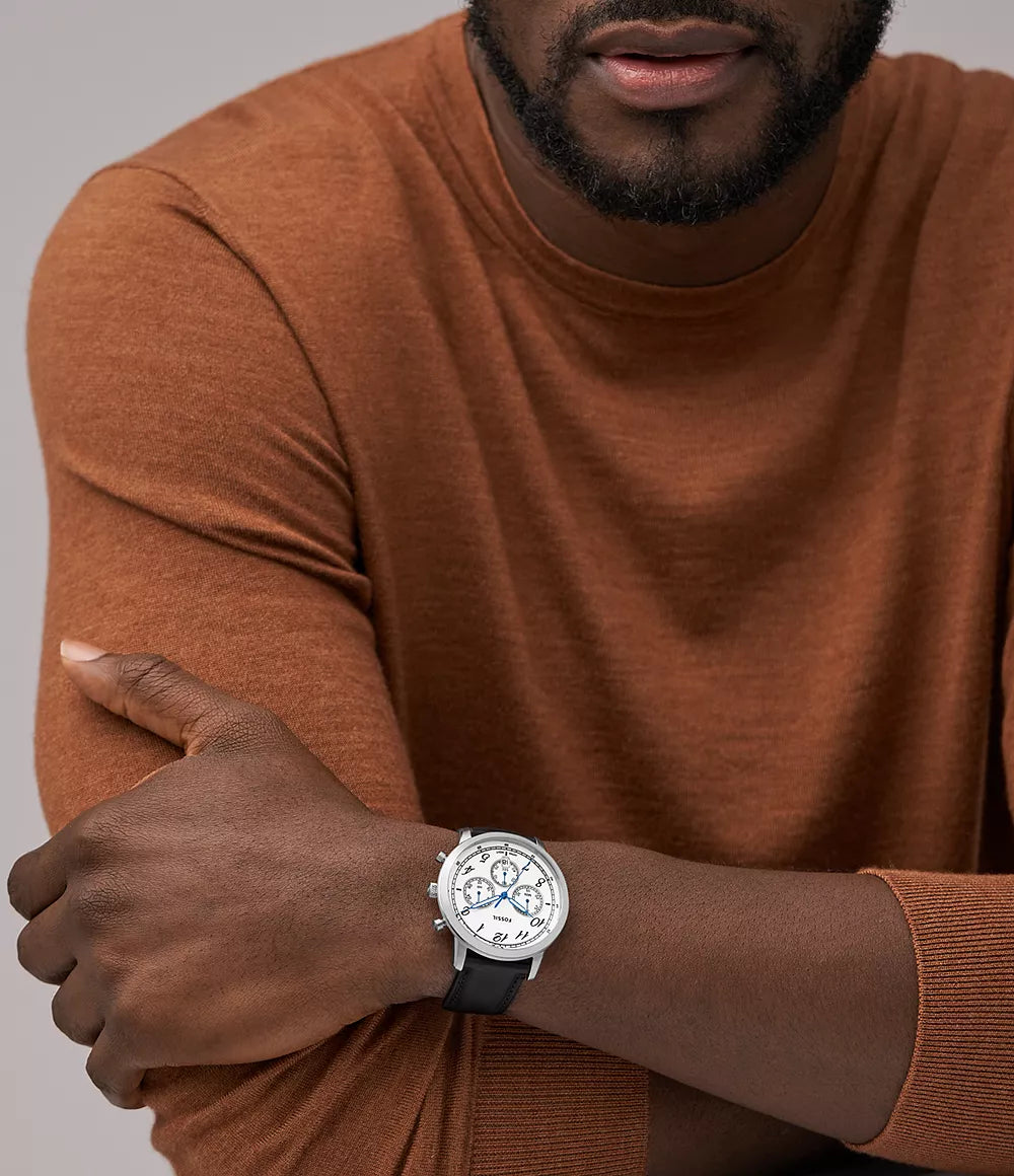 Neutra Chronograph Black Leather Watch Timekeeper
