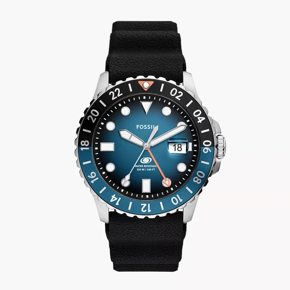 Blue GMT Black Silicone Watch