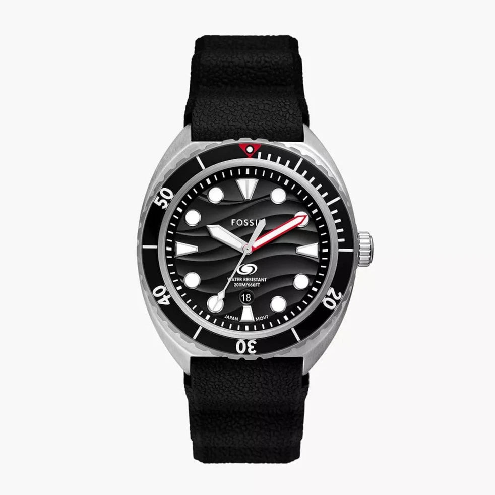 Breaker Three-Hand Date Black Silicone Watch