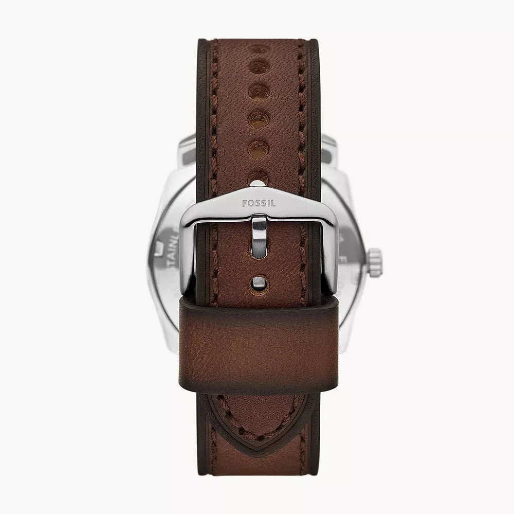 Machine Three-Hand Date Brown Leather Watch