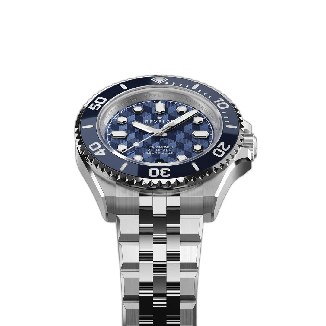 Hexmariner 42 Blue CNC Guilloche