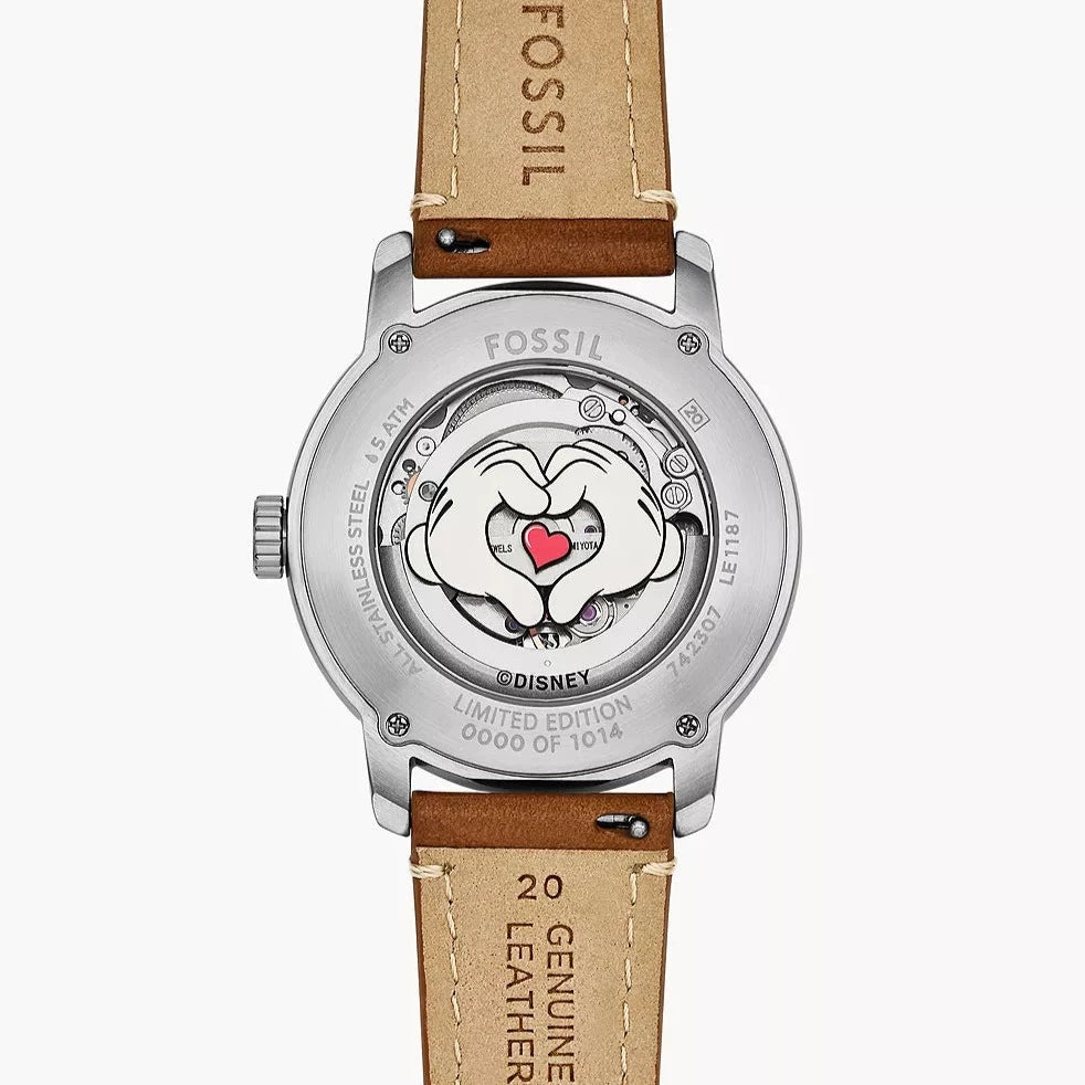 Disney x Fossil Limited Edition Automatic Medium Brown LiteHide™ Leather Watch