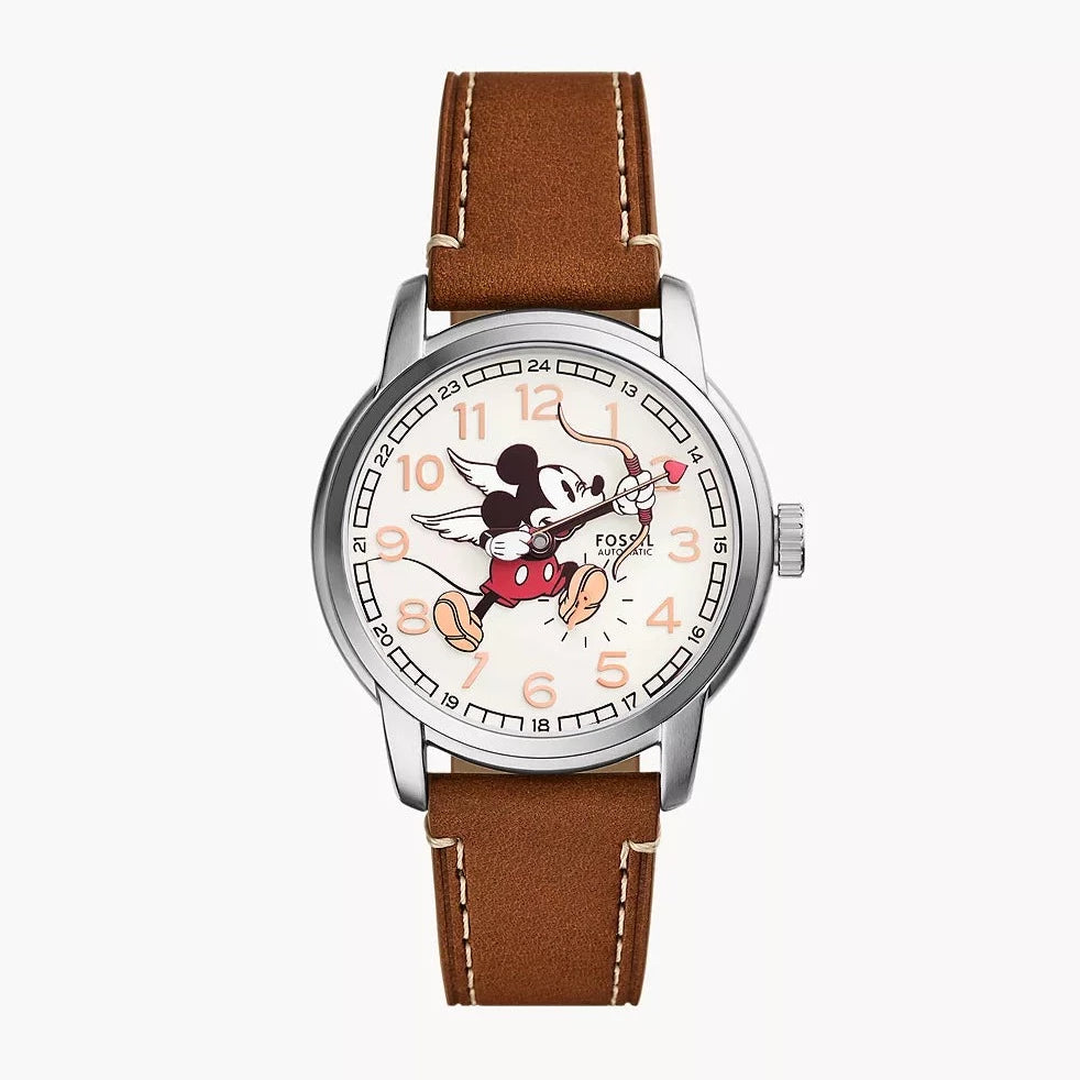 Disney x Fossil Limited Edition Automatic Medium Brown LiteHide™ Leather Watch