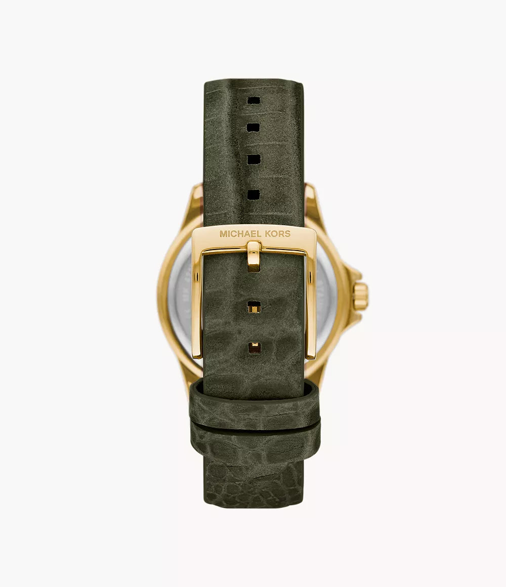 Mini Everest Three-Hand Amazon Green Suede Croco Leather Watch