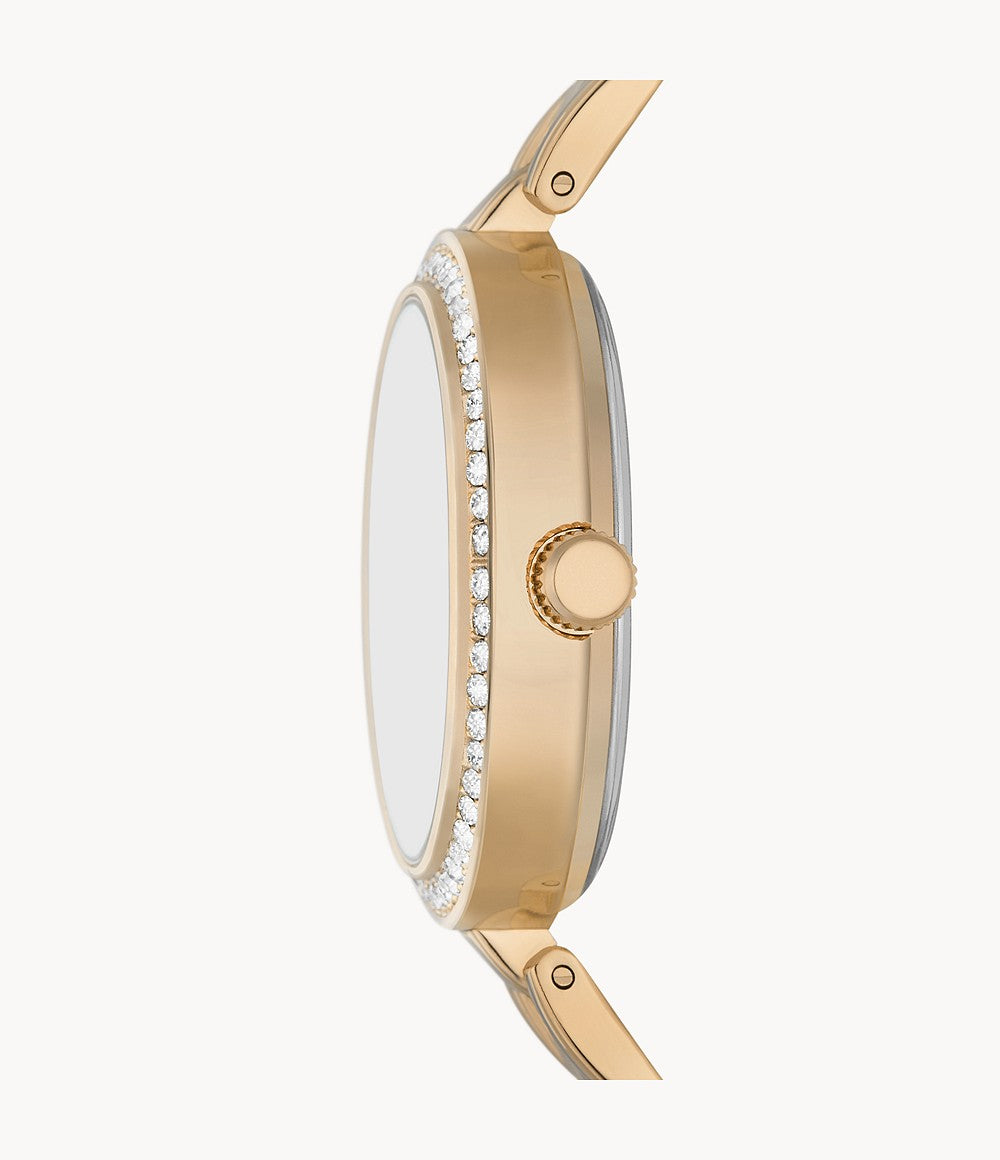 Three-Hand Quartz Analog Watch with Gold-Tone Bracelet Gift Set