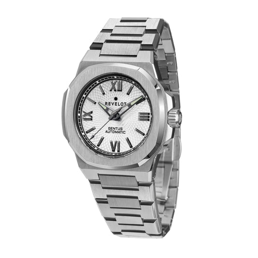 Gentus 40MM Metallic White Steel (Automatic)
