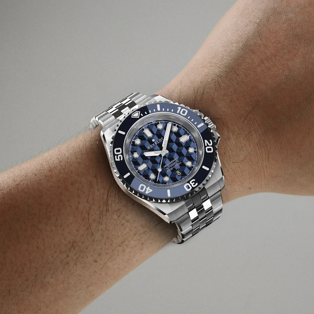Hexmariner 42 Blue CNC Guilloche