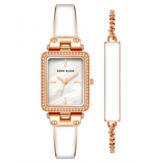 White and Rose Gold-Tone Bracelet Watch AK/3898WTST