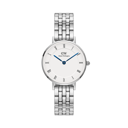Petite Roman Numerals 5-Link Silver 28mm Watch DW00100685