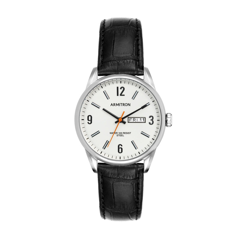 Armitron Leather 40mm Watch Silver/Black (20-5048WTSVBK)