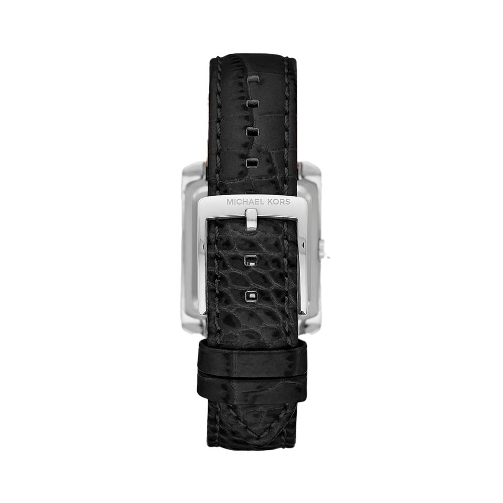Emery Three-Hand Black Croco Leather Watch