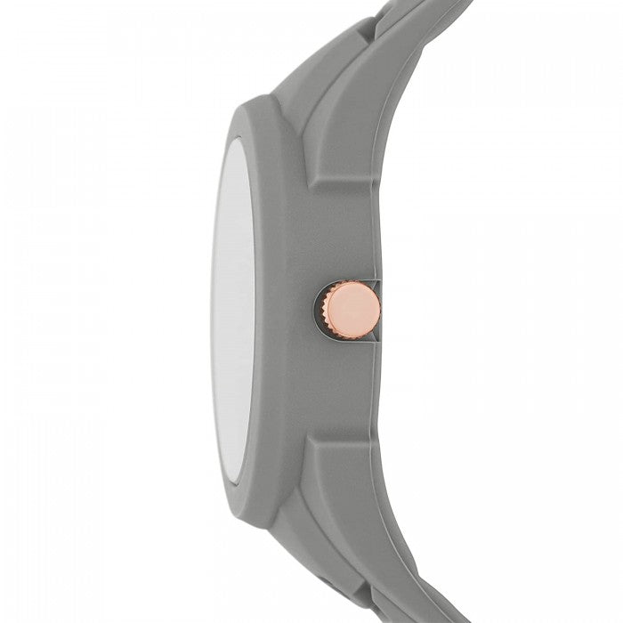 Quartz Grey Silicone Strap Watch + Bracelets Gift Set